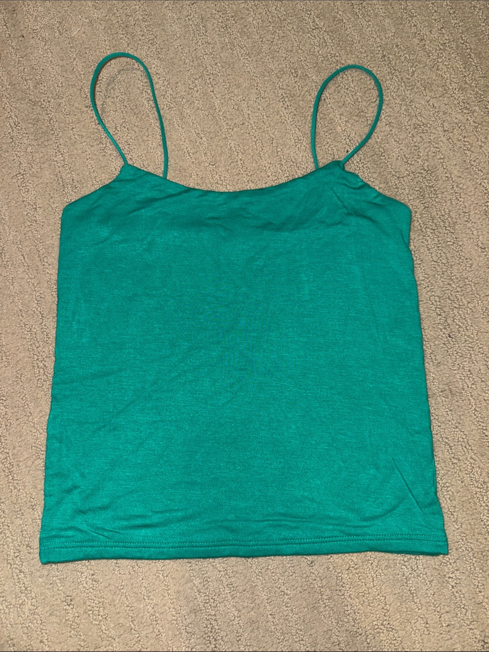 🆕 Zenana Outfitters Green Lined Thin Strap Cropped Tank Cami. S. NWOT!🔥🔥